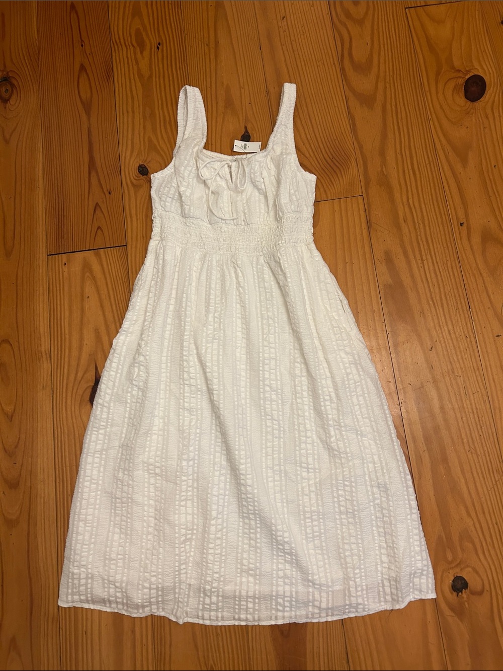 Banana Republic White Textured Midi Sundress
